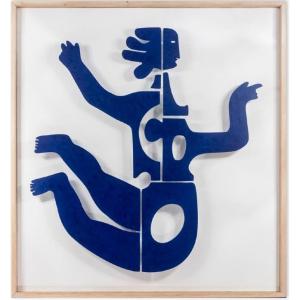 Decorative Panel “eva” In Blue Lacquered Metal. Contemporary Work. Ls58972309c