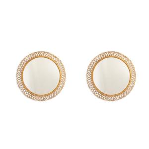 Pair Of Round Rattan Mirrors With Interlacing. 1980s. Ls6358b551m