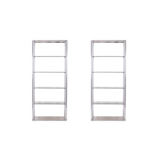Pair Of Shelves With 6 Shelves, Chromed Metal Frame. 1970s. Ls6415509m