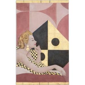 Painted Canvas Representing An Elegant 1950s Style. Contemporary. Ls6438a678p