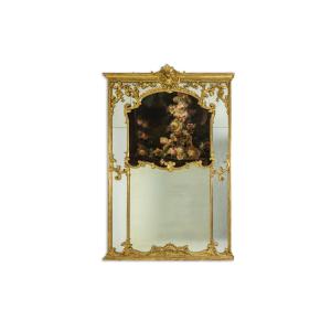 Large Trumeau, Or Beaded Mirror, Louis XV Style. 1950s. Ls54942157u