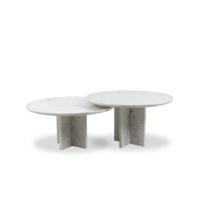 Pair Of Nesting Tables In Carrara Marble. Contemporary. Ls64411609m