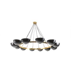 Contemporary 10-light Chandelier Or Pendant Light, Brass And Black Lacquer Ls 64521208u