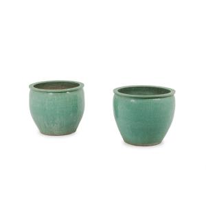 Pair Of Large Glazed Terracotta Planters. 1950s. Ls6557309p