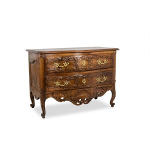Curved Chest Of Drawers, Known As A Nîmoise, In Walnut, With Two Drawers. 18th Century. Ls54228