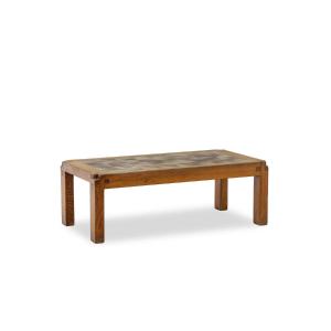 Pierre Chapo  Coffee Table In Blond Elm And Ceramic. Circa 1960 Ls62811458