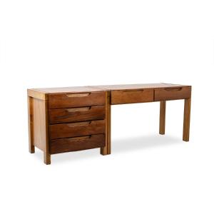 Flat Desk With Elm Wood Base, 6 Drawers On The Front. 1970s Ls65081357