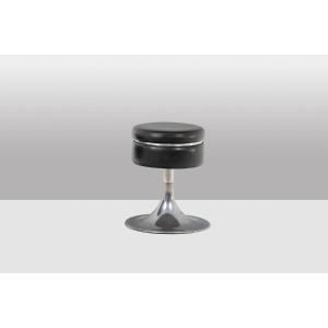 Black Cylindrical Low Stool, Steel Base. 1970s Ls6567700/14