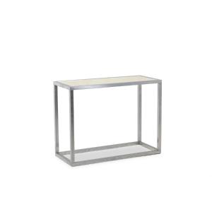 Maison Jansen. Brushed Aluminum Console With Eglomized Glass Top. 1970 Ls6176405