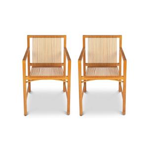 Ruud Jan Kokke. Pair Of Minimalist Oak Armchairs. 1980s Ls65251409/3p