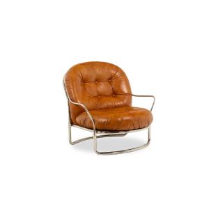 Carlo Di Carli. Leather And Metal Armchair. 1970s. Ls6685560