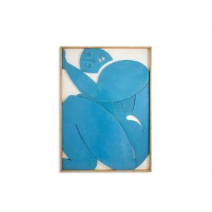 Blue Lacquered Wood Bas-relief. Contemporary Work By A French Artist. Ls66623001