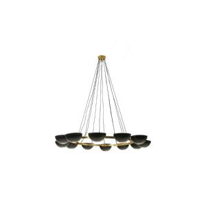 12-light Chandelier In Patinated Brass And Black Lacquered Metal. Contemporary Ls66771703