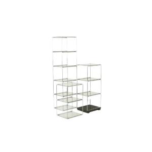 Set Of 3 Shelves In Chrome-plated Metal And Glass. 1970s Ls