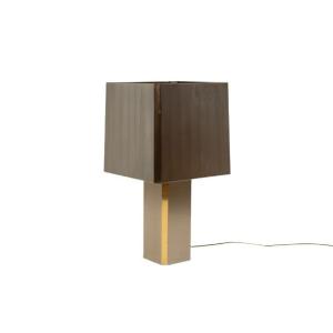Large Lamp In Brushed Metal And Gilded Brass. 1970s. Ls6688411
