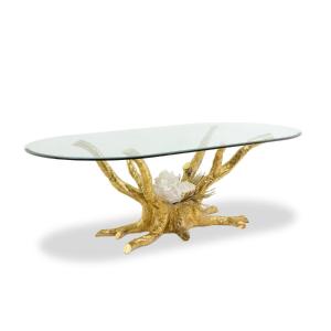 Pierre Duval Brasseur. Gold-plated Brass Dining Table. Circa 1970. Ls68086503/bm