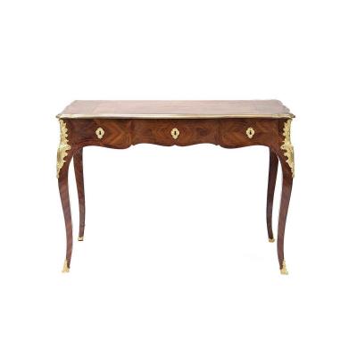 Small Louis XV Style Flat Desk, Kingwood Marquetry, Late 19th Century - Ls34421601