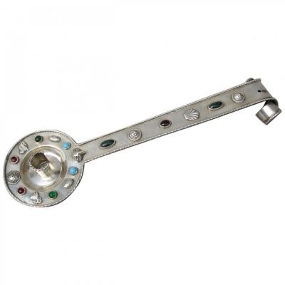 Silver And Semi Precious Stones Candle-holder, Early 20th Century - Ls1831311