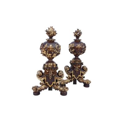 Pair Of Renaissance Style Firedogs, Late 19th Century - Ls2192751