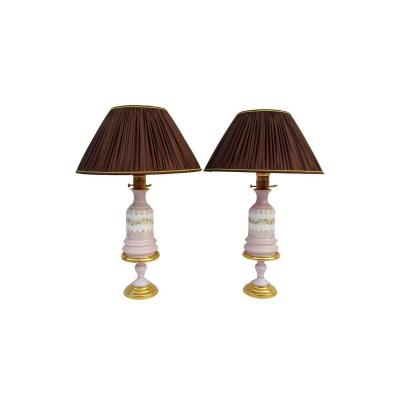 Pair Of Lilac Paris Porcelain Lamps, Circa 1880 - Ls2200831