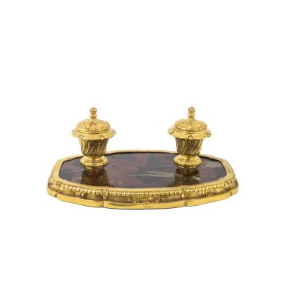Gilt Bronze Inkwell With Chinese Style Lacquer, late 19th Century - Ls50701