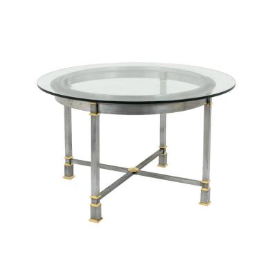 Table In Brushed And Gilt Metal, Glass Tray, 1970’s - Ls39851001