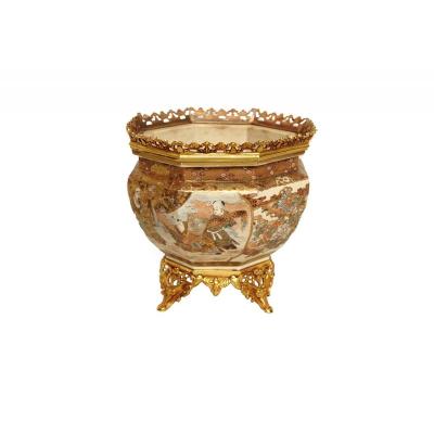 Satsuma Ware Planter And Gilt Bronze, Circa 1880 - Ls3003291