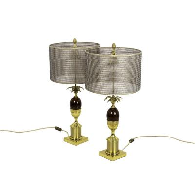 Pair Of Egg Lamps In Bakelite And Gilt Bronze, 1970’s - Ls4221 / 4223571