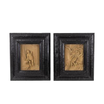 Pair Of Little Sculpted Pictures, Circa 1880 - Op239201