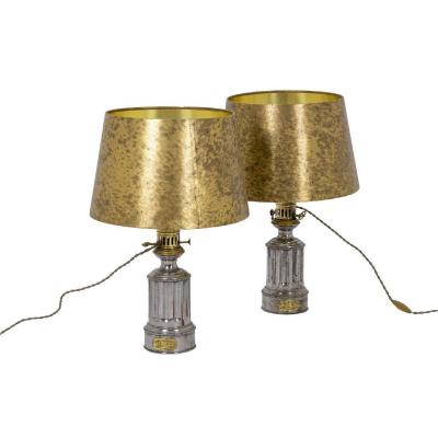 Pair Of Lamps In Tin, Circa 1880 - Ls4344621