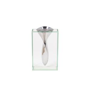 Lisa Mori, Pair Of Vases In Aluminum And Glass, 1980's - Ls4379151
