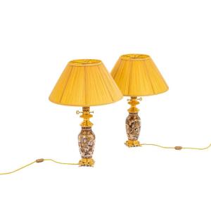 Pair Of Lamps In Satsuma Earthenware And Gilt Bronze, Circa 1880, Ls4583841