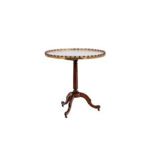 Pedestal Table Of Directoire Style In Mahogany And Marble, Circa 1900, 5058121