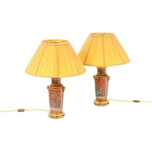 Pair Of Canton Porcelain And Bronze Lamps, Circa 1880, Ls4592692