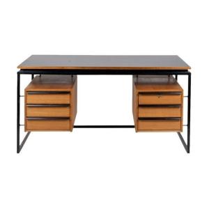 Desk In Oak And Lacquered Metal, 1970s, Ls4762911a