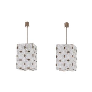 Kamenicky Senov, Pair Of Lanterns In Glass, 1970s, Ls5189451a