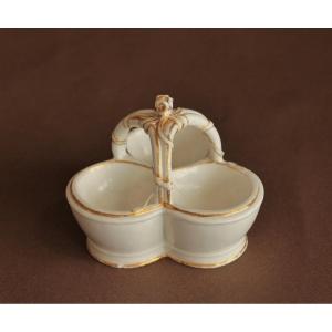 Salt Cellar With Triple Salerons In Soft Porcelain From Sèvres, Circa 1765.