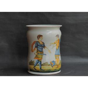 Large Albarello In Earthenware From Castelli Dated 1812.