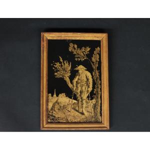 Painting Fixed Under Glass In Gold Leaf, Second Half Of The 18th C.