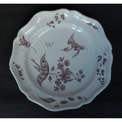 Lunéville, Plate Camaïeu Manganese.