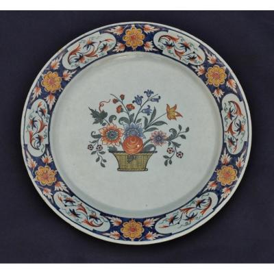 Rouen, Plate Decorated With A Basket Of Flowers.