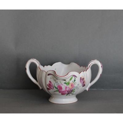 Niderviller Earthenware Sauceboat Decorated With Flowers. Eighteenth Century.