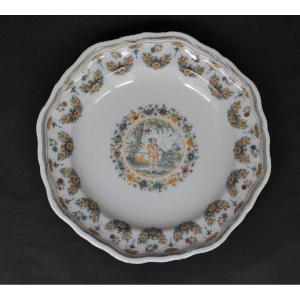 Moustiers Earthenware Plate With Mythological Decor Representative Hercules. 18th Century.