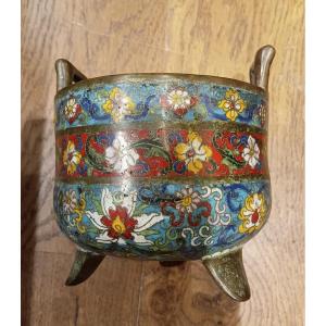Perfume Burner In Bronze And Cloisonne Enamel, China Or Japan 19th Century