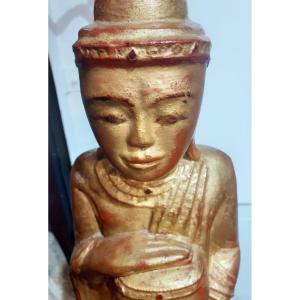 Grande Sculpture Bois Dore Asie Du Sud Est