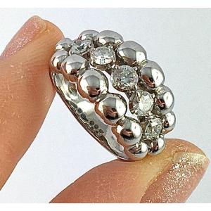 White Gold Diamonds And Grains Garter Band Ring