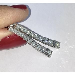 Diamond Line Drop Earrings In White Gold