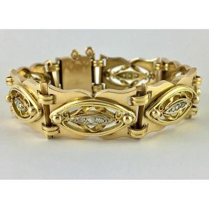 Jean Després Bracelet, 1940s, Yellow And Rose Gold, Diamonds