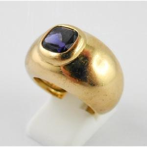 Poiray Ring With Iolite Ball On Yellow Gold