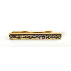 Hermès Tie Clip, Enamel, Nautical Motif, Anchors And Ropes On Gold-plated Metal
